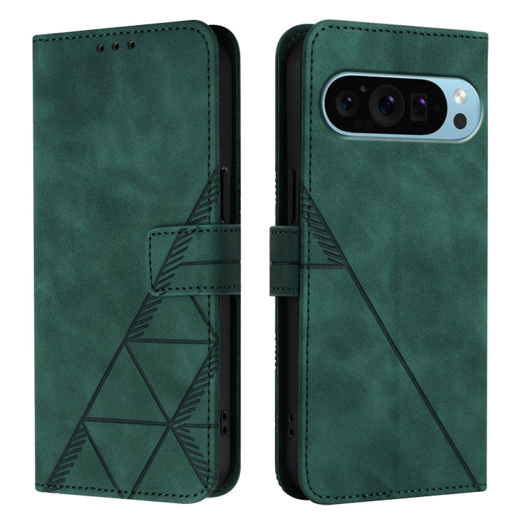 For Google Pixel 9 Pro XL Crossbody 3D Embossed Flip Leather Phone Case(Dark Green) - Google Cases by PMC Jewellery | Online Shopping South Africa | PMC Jewellery | Buy Now Pay Later Mobicred