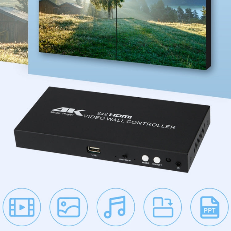 XP03 4K 2x2 HDMI Video Wall Controller Multi-screen Splicing Processor, Style:Playback Version(US Plug) - Splitter by PMC Jewellery | Online Shopping South Africa | PMC Jewellery | Buy Now Pay Later Mobicred