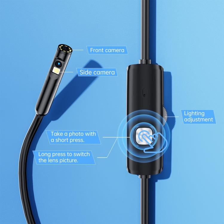 AN112 8mm Double Lenses HD Industry Endoscope Type-C + Micro USB + 8 Pin Connection, Length:1m Soft Tube -  by PMC Jewellery | Online Shopping South Africa | PMC Jewellery | Buy Now Pay Later Mobicred