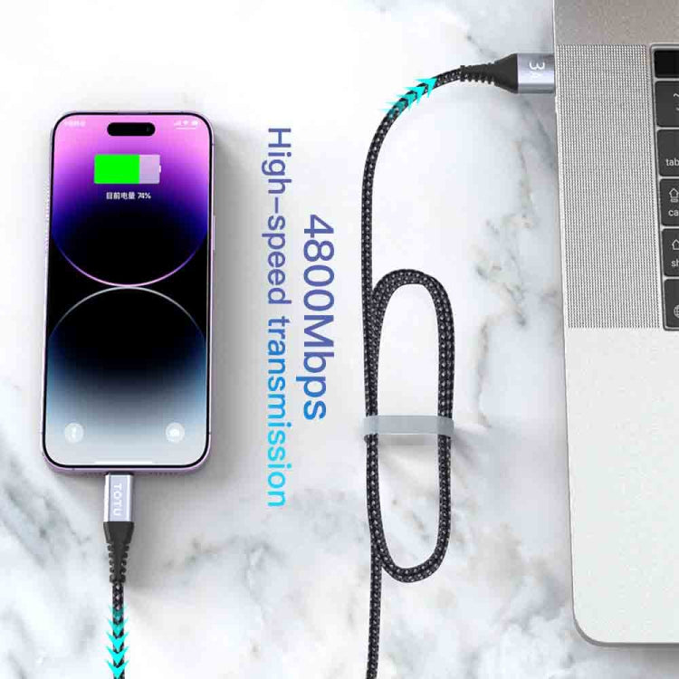 TOTU CB-5-3 3 in 1 17.5W USB to 8 Pin+Micro USB+USB-C/Type-C Multifunctional Data Cable, Length: 1.2m(Grey) - Multifunction Cable by TOTUDESIGN | Online Shopping South Africa | PMC Jewellery | Buy Now Pay Later Mobicred