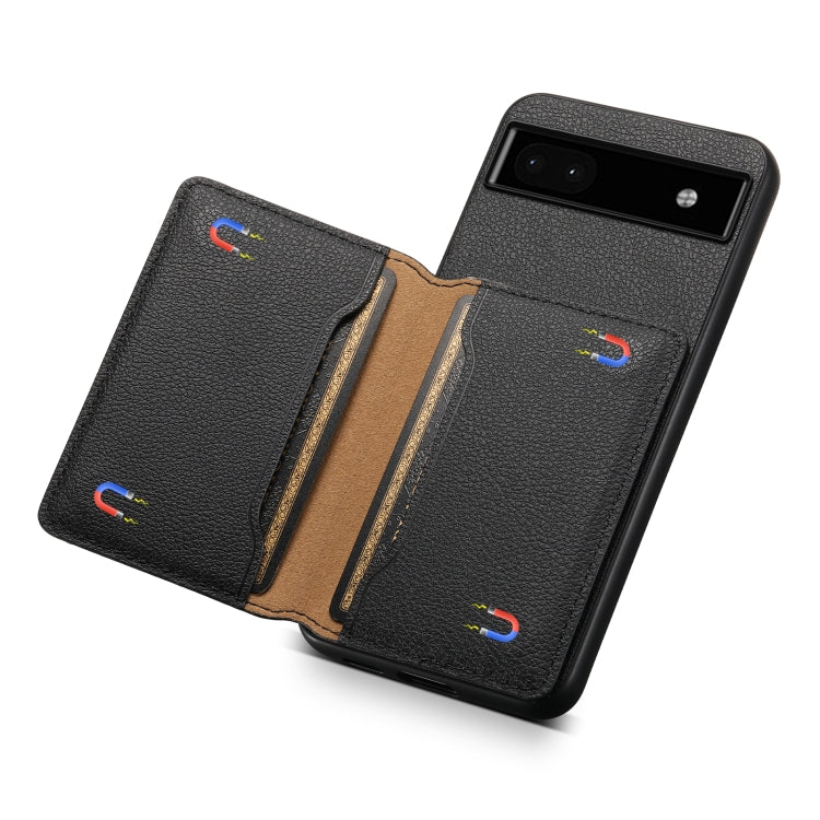 For Google Pixel 6a Calf Texture Card Bag Design Full Coverage Phone Case(Black) - Google Cases by PMC Jewellery | Online Shopping South Africa | PMC Jewellery | Buy Now Pay Later Mobicred