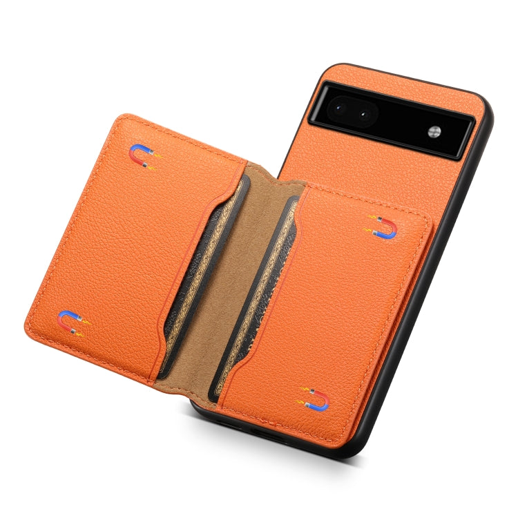 For Google Pixel 6a Calf Texture Card Bag Design Full Coverage Phone Case(Orange) - Google Cases by PMC Jewellery | Online Shopping South Africa | PMC Jewellery | Buy Now Pay Later Mobicred