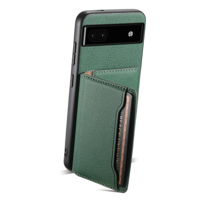 For Google Pixel 6a Calf Texture Card Bag Design Full Coverage Phone Case(Green) - Google Cases by PMC Jewellery | Online Shopping South Africa | PMC Jewellery | Buy Now Pay Later Mobicred