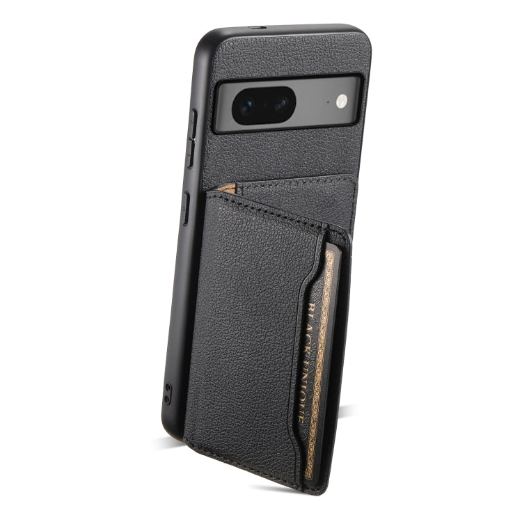 For Google Pixel 7 5G Calf Texture Card Bag Design Full Coverage Phone Case(Black) - Google Cases by PMC Jewellery | Online Shopping South Africa | PMC Jewellery | Buy Now Pay Later Mobicred