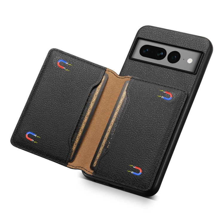 For Google Pixel 7 Pro 5G Calf Texture Card Bag Design Full Coverage Phone Case(Black) - Google Cases by PMC Jewellery | Online Shopping South Africa | PMC Jewellery | Buy Now Pay Later Mobicred