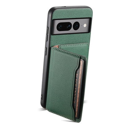 For Google Pixel 7 Pro 5G Calf Texture Card Bag Design Full Coverage Phone Case(Green) - Google Cases by PMC Jewellery | Online Shopping South Africa | PMC Jewellery | Buy Now Pay Later Mobicred