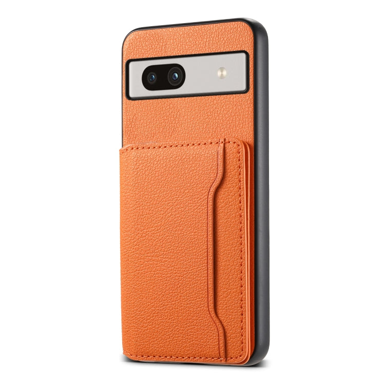 For Google Pixel 7a Calf Texture Card Bag Design Full Coverage Phone Case(Orange) - Google Cases by PMC Jewellery | Online Shopping South Africa | PMC Jewellery | Buy Now Pay Later Mobicred