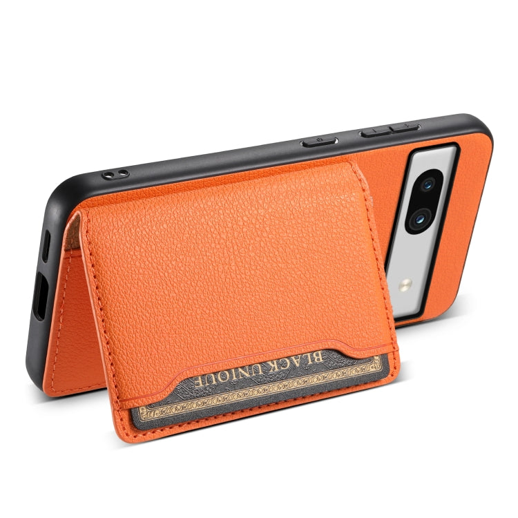 For Google Pixel 7a Calf Texture Card Bag Design Full Coverage Phone Case(Orange) - Google Cases by PMC Jewellery | Online Shopping South Africa | PMC Jewellery | Buy Now Pay Later Mobicred