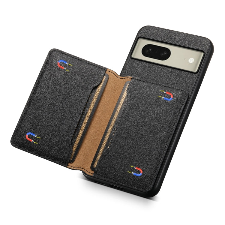 For Google Pixel 8 Calf Texture Card Bag Design Full Coverage Phone Case(Black) - Google Cases by PMC Jewellery | Online Shopping South Africa | PMC Jewellery | Buy Now Pay Later Mobicred