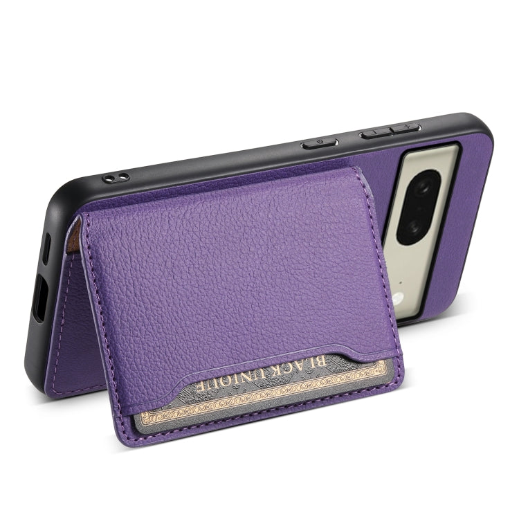 For Google Pixel 8 Calf Texture Card Bag Design Full Coverage Phone Case(Purple) - Google Cases by PMC Jewellery | Online Shopping South Africa | PMC Jewellery | Buy Now Pay Later Mobicred