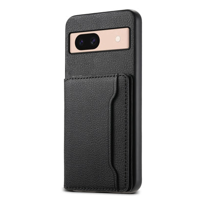 For Google Pixel 8a Calf Texture Card Bag Design Full Coverage Phone Case(Black) - Google Cases by PMC Jewellery | Online Shopping South Africa | PMC Jewellery | Buy Now Pay Later Mobicred