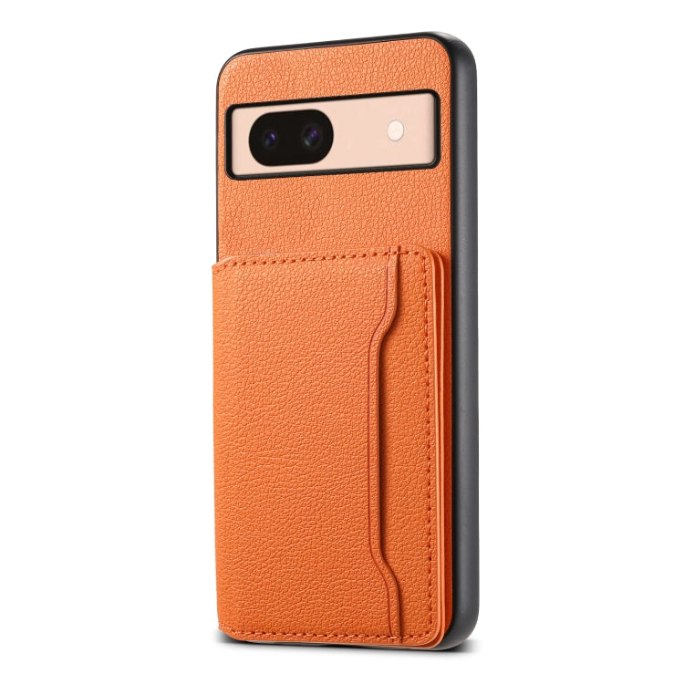 For Google Pixel 8a Calf Texture Card Bag Design Full Coverage Phone Case(Orange) - Google Cases by PMC Jewellery | Online Shopping South Africa | PMC Jewellery | Buy Now Pay Later Mobicred