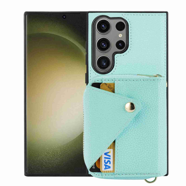 For Samsung Galaxy S24 Ultra 5G Crossbody Zipper Card Bag RFID Anti-theft Phone Case(Mint Green) - Galaxy S24 Ultra 5G Cases by PMC Jewellery | Online Shopping South Africa | PMC Jewellery | Buy Now Pay Later Mobicred