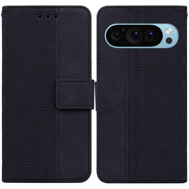 For Google Pixel 9 Geometric Embossed Leather Phone Case(Black) - Google Cases by PMC Jewellery | Online Shopping South Africa | PMC Jewellery | Buy Now Pay Later Mobicred