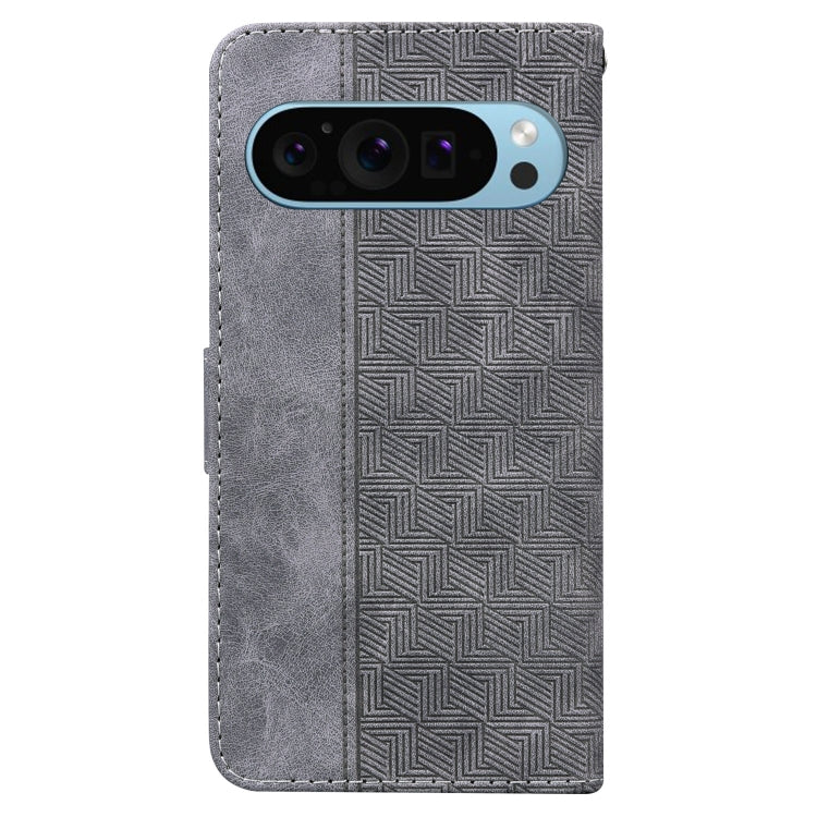 For Google Pixel 9 Pro 5G Geometric Embossed Leather Phone Case(Grey) - Google Cases by PMC Jewellery | Online Shopping South Africa | PMC Jewellery | Buy Now Pay Later Mobicred