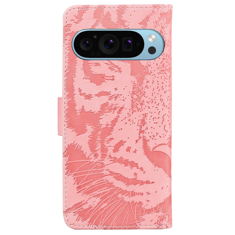 For Google Pixel 9 Pro 5G Tiger Embossing Pattern Flip Leather Phone Case(Pink) - Google Cases by PMC Jewellery | Online Shopping South Africa | PMC Jewellery | Buy Now Pay Later Mobicred