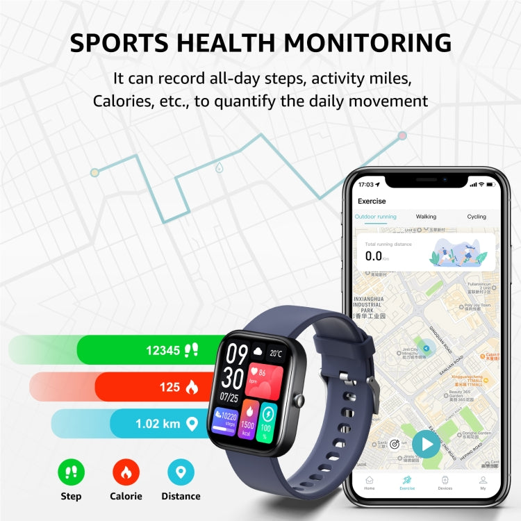 GTS5 2.0 inch Fitness Health Smart Watch, BT Call / Heart Rate / Blood Pressure / MET / Blood Glucose(Blue) - Smart Wristbands by PMC Jewellery | Online Shopping South Africa | PMC Jewellery