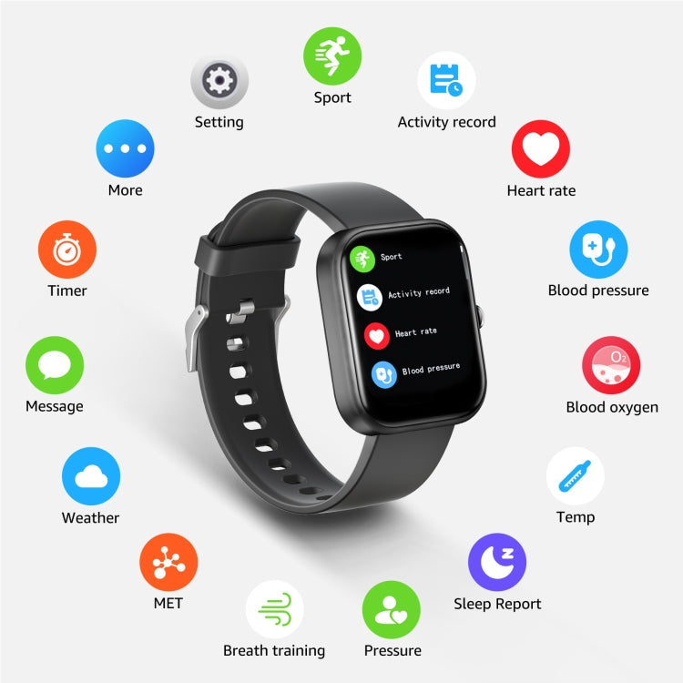 GTS5 2.0 inch Fitness Health Smart Watch, BT Call / Heart Rate / Blood Pressure / MET / Blood Glucose(Black) - Smart Wristbands by PMC Jewellery | Online Shopping South Africa | PMC Jewellery