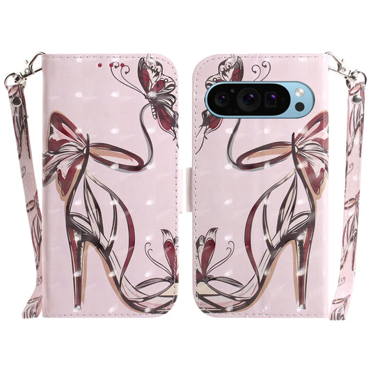 For Google Pixel 9 Pro 3D Colored Horizontal Flip Leather Phone Case(Butterfly High-heeled) - Google Cases by PMC Jewellery | Online Shopping South Africa | PMC Jewellery | Buy Now Pay Later Mobicred