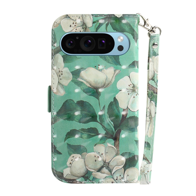 For Google Pixel 9 Pro 3D Colored Horizontal Flip Leather Phone Case(Watercolor Flower) - Google Cases by PMC Jewellery | Online Shopping South Africa | PMC Jewellery | Buy Now Pay Later Mobicred