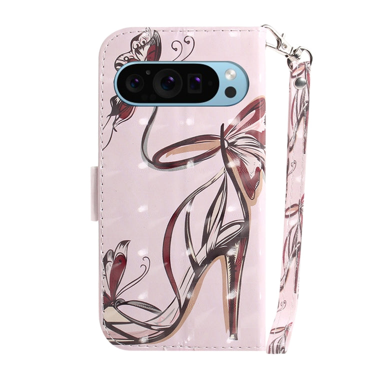 For Google Pixel 9 3D Colored Horizontal Flip Leather Phone Case(Butterfly High-heeled) - Google Cases by PMC Jewellery | Online Shopping South Africa | PMC Jewellery | Buy Now Pay Later Mobicred