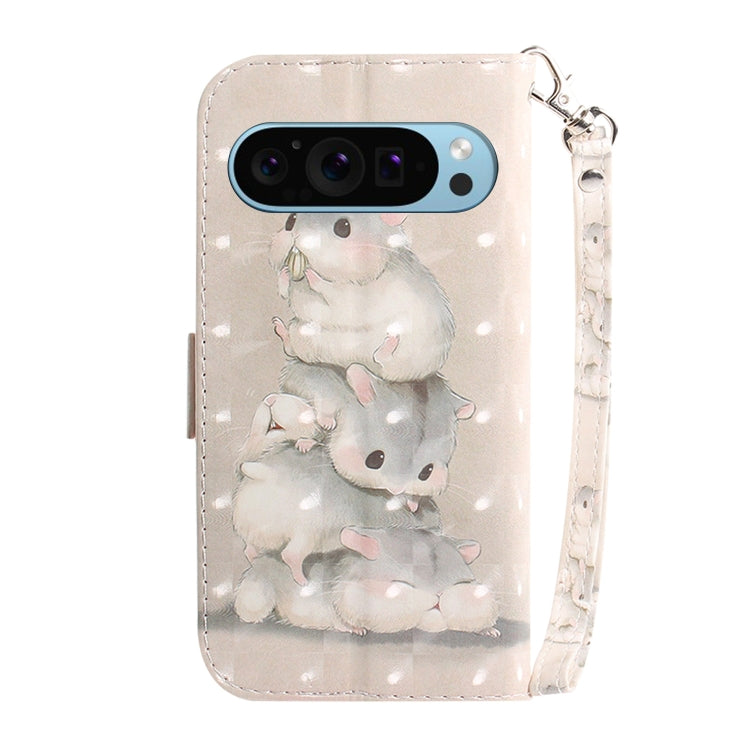 For Google Pixel 9 3D Colored Horizontal Flip Leather Phone Case(Squirrels) - Google Cases by PMC Jewellery | Online Shopping South Africa | PMC Jewellery | Buy Now Pay Later Mobicred