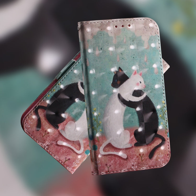 For Google Pixel 9 3D Colored Horizontal Flip Leather Phone Case(Black White Cat) - Google Cases by PMC Jewellery | Online Shopping South Africa | PMC Jewellery | Buy Now Pay Later Mobicred