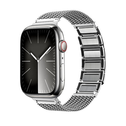 For Apple Watch SE 2023 40mm Magnetic Clasp Braided Chain Stainless Steel Watch Band(Silver) - Watch Bands by PMC Jewellery | Online Shopping South Africa | PMC Jewellery