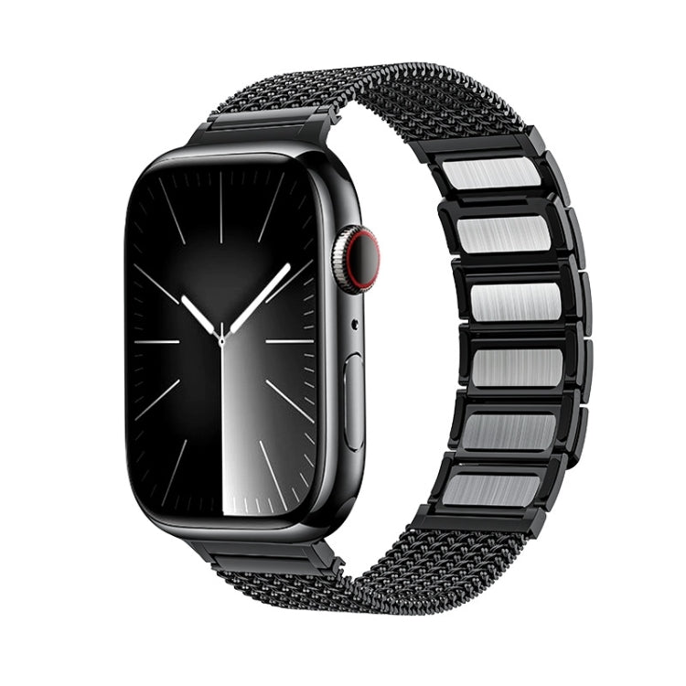 For Apple Watch Ultra 49mm Magnetic Clasp Braided Chain Stainless Steel Watch Band(Black) - Watch Bands by PMC Jewellery | Online Shopping South Africa | PMC Jewellery