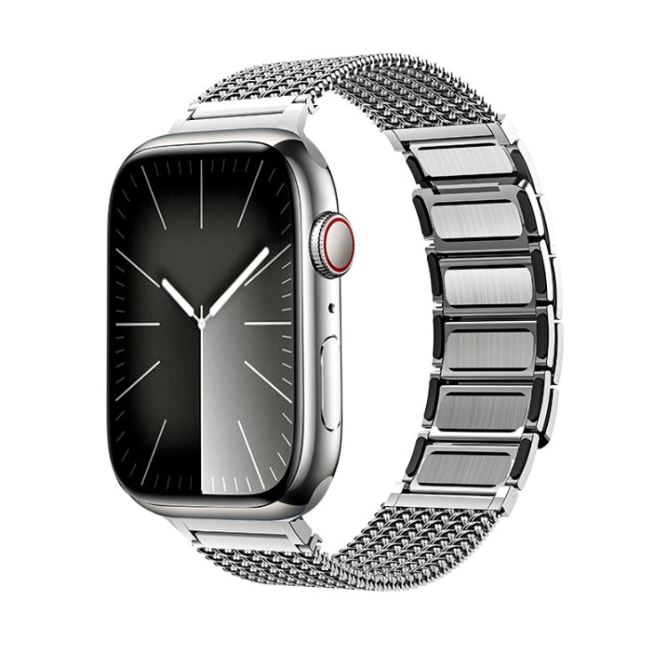 For Apple Watch Series 4 40mm Magnetic Clasp Braided Chain Stainless Steel Watch Band(Silver) - Watch Bands by PMC Jewellery | Online Shopping South Africa | PMC Jewellery