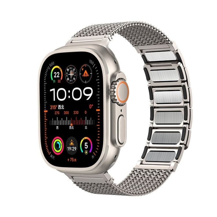 For Apple Watch Series 2 42mm Magnetic Clasp Braided Chain Stainless Steel Watch Band(Frosted Gold) - Watch Bands by PMC Jewellery | Online Shopping South Africa | PMC Jewellery