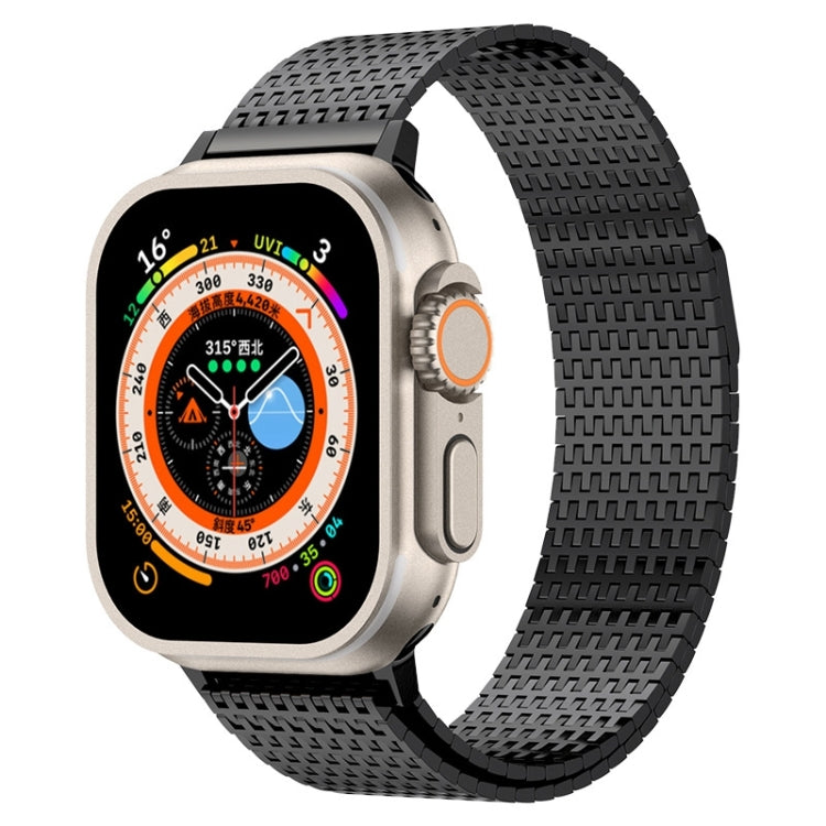 For Apple Watch Series 9 45mm Milanese Loop Magnetic Clasp Stainless Steel Watch Band(Black) - Watch Bands by PMC Jewellery | Online Shopping South Africa | PMC Jewellery