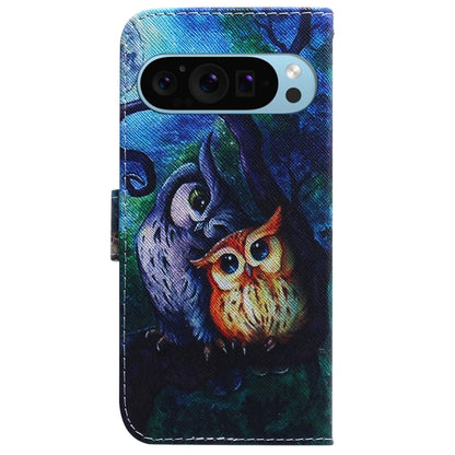 For Google Pixel 9 Coloured Drawing Flip Leather Phone Case(Oil Painting Owl) - Google Cases by PMC Jewellery | Online Shopping South Africa | PMC Jewellery | Buy Now Pay Later Mobicred