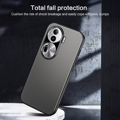 For OPPO Reno11 Pro Global R-JUST RJ-61 Electroplating Frosted TPU + PC Phone Case with Holder(Grey) - Reno11 Pro Cases by R-JUST | Online Shopping South Africa | PMC Jewellery