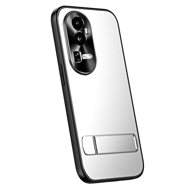 For OPPO Reno10 / Reno10 Pro Global R-JUST RJ-61 Electroplating Frosted TPU + PC Phone Case with Holder(Silver) - OPPO Cases by R-JUST | Online Shopping South Africa | PMC Jewellery