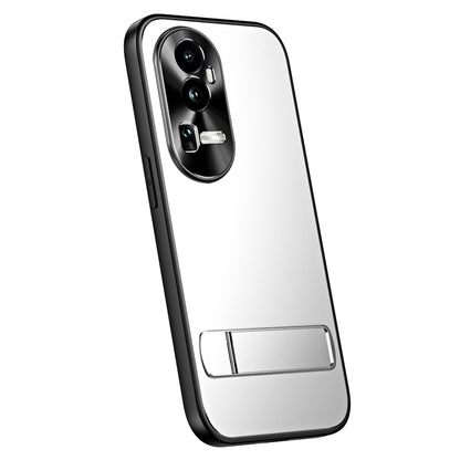 For OPPO Reno10 / Reno10 Pro Global R-JUST RJ-61 Electroplating Frosted TPU + PC Phone Case with Holder(Silver) - OPPO Cases by R-JUST | Online Shopping South Africa | PMC Jewellery
