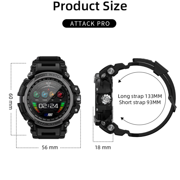 LOKMAT ATTACK 2 Pro 1.39 inch BT5.1 Smart Sport Watch, Support Bluetooth Call / Sleep / Heart Rate / Blood Pressure Health Monitor(Silver Black) - Smart Watches by Lokmat | Online Shopping South Africa | PMC Jewellery