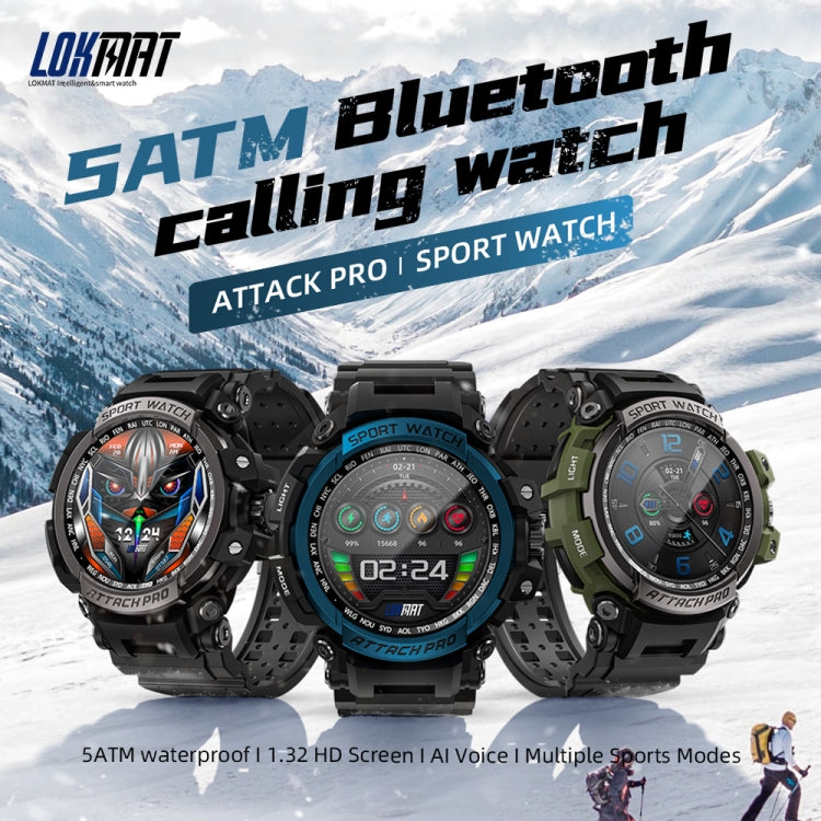 LOKMAT ATTACK 2 Pro 1.39 inch BT5.1 Smart Sport Watch, Support Bluetooth Call / Sleep / Heart Rate / Blood Pressure Health Monitor(Silver Black) - Smart Watches by Lokmat | Online Shopping South Africa | PMC Jewellery