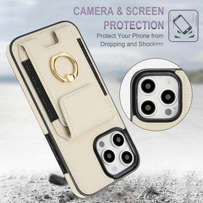 For iPhone 16 Pro Max Elastic Card Bag Ring Holder Phone Case(White) - iPhone 16 Pro Max Cases by PMC Jewellery | Online Shopping South Africa | PMC Jewellery | Buy Now Pay Later Mobicred