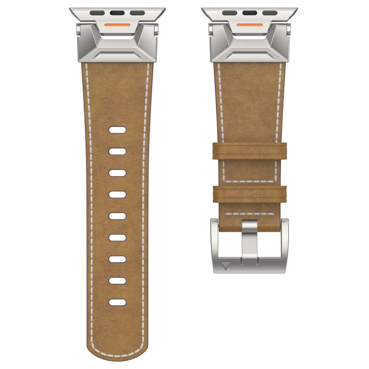 For Apple Watch Ultra 2 49mm Mecha Style Leather Watch Band(Light Brown) - Watch Bands by PMC Jewellery | Online Shopping South Africa | PMC Jewellery