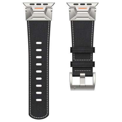 For Apple Watch Ultra 49mm Mecha Style Leather Watch Band(Black Napa) - Watch Bands by PMC Jewellery | Online Shopping South Africa | PMC Jewellery