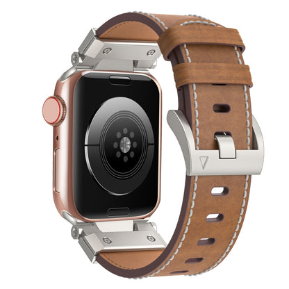 For Apple Watch SE 2022 44mm Mecha Style Leather Watch Band(Dark Brown) - Watch Bands by PMC Jewellery | Online Shopping South Africa | PMC Jewellery