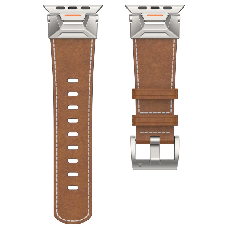 For Apple Watch SE 44mm Mecha Style Leather Watch Band(Dark Brown) - Watch Bands by PMC Jewellery | Online Shopping South Africa | PMC Jewellery