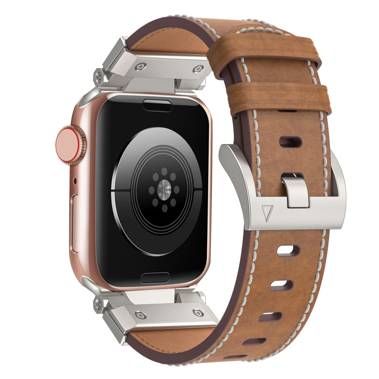 For Apple Watch Series 2 42mm Mecha Style Leather Watch Band(Dark Brown) - Watch Bands by PMC Jewellery | Online Shopping South Africa | PMC Jewellery