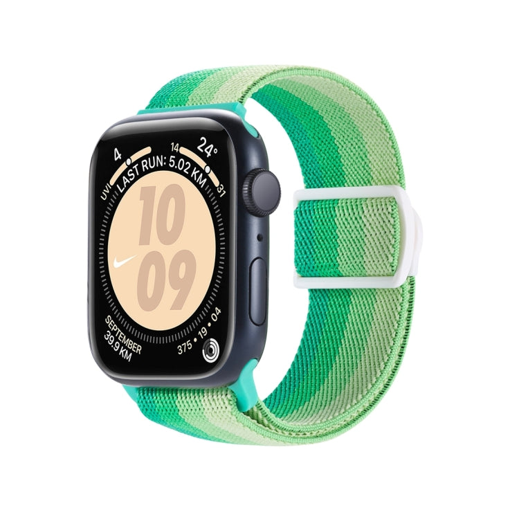 For Apple Watch SE 2022 40mm Carbon Fiber Texture Snap Buckle Nylon Watch Band(Gradient Green) - Watch Bands by PMC Jewellery | Online Shopping South Africa | PMC Jewellery