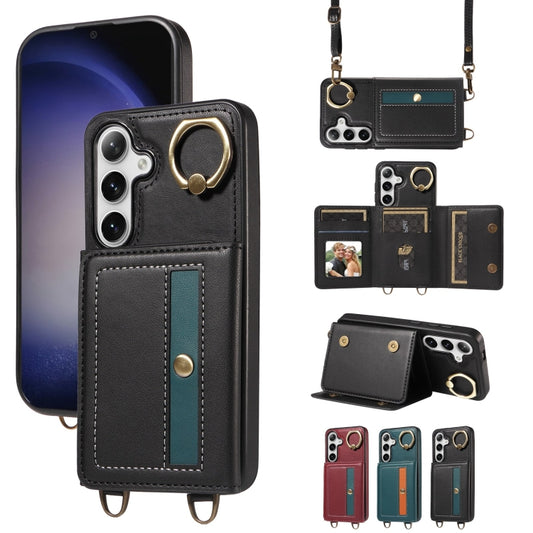 For Samsung Galaxy S24 5G Crossbodys Wallet Bag Ring Holder Leather Phone Case(Black) - Galaxy S24 5G Cases by PMC Jewellery | Online Shopping South Africa | PMC Jewellery | Buy Now Pay Later Mobicred