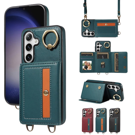 For Samsung Galaxy S24+ 5G Crossbodys Wallet Bag Ring Holder Leather Phone Case(Green) - Galaxy S24+ 5G Cases by PMC Jewellery | Online Shopping South Africa | PMC Jewellery | Buy Now Pay Later Mobicred