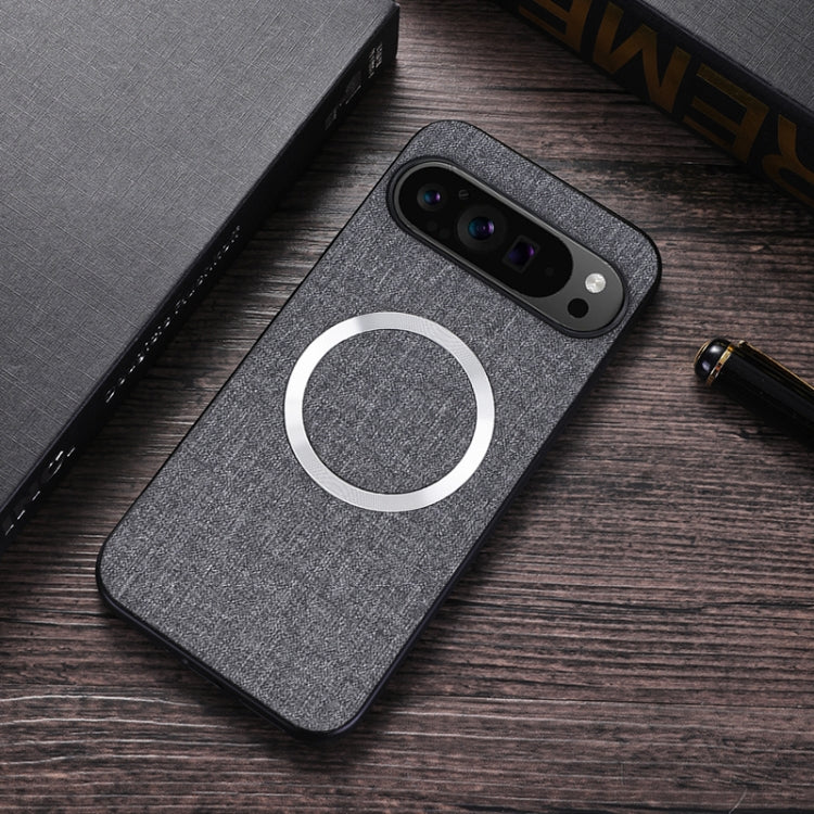 For Google Pixel 9 CD Magnetic Ring Cloth Texture PU Phone Case(Grey) - Google Cases by PMC Jewellery | Online Shopping South Africa | PMC Jewellery | Buy Now Pay Later Mobicred