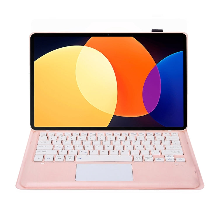 For Xiaomi Pad 6S Pro 12.4 Lambskin Texture Detachable Bluetooth Keyboard Leather Case with Touchpad(Pink) - Others Keyboard by PMC Jewellery | Online Shopping South Africa | PMC Jewellery