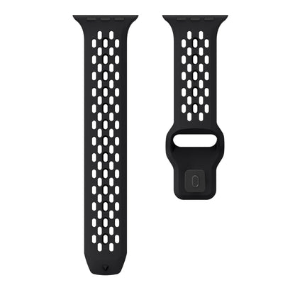 For Apple Watch Series 9 45mm Oval Holes Fluororubber Watch Band(Black) - Watch Bands by PMC Jewellery | Online Shopping South Africa | PMC Jewellery